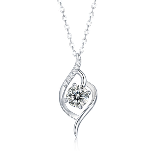 Pendant Necklace with Moissanite & Silver Elegance - Sparkle That Speaks