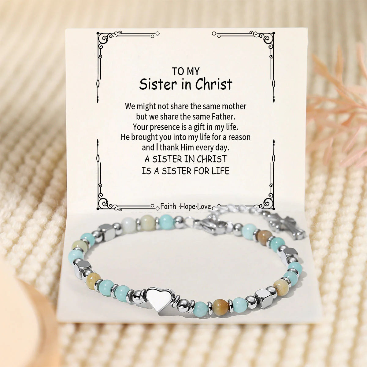A Sister in Christ Is a Sister for Life – Religious Cross Bracelet