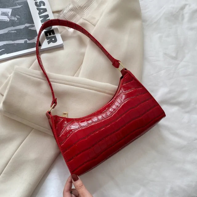 Ladies Fashion leather shoulder bag with a crocodile pattern
