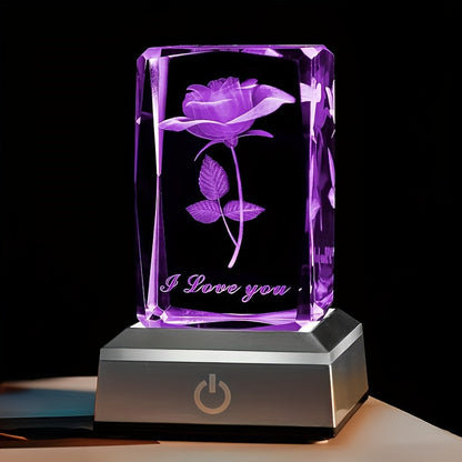 1pc 3D Rose Crystal with LED Lights MotherS Day Gift Birthday Gift for Girlfriend Wife Mother Friendship And Love to Commemorate The Unique Anniversary Rose Christmas Halloween Family Bedroom Party Decorations