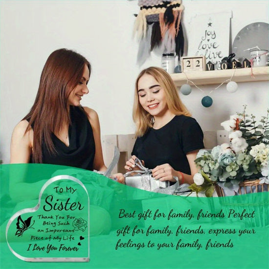 2D Flat 1pc Heartfelt Sisters Gift Acrylic Plaque  2D Flat Metal Desk Decoration with Inspirational to My Sister Message Rose  Butterfly Design for Weddings Birthdays Christmas Thanksgiving  Unique Thoughtful Present for Siblings