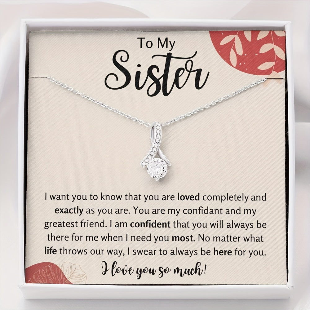 Sisters Christmas Gift Dazzling Necklace Message Card Box