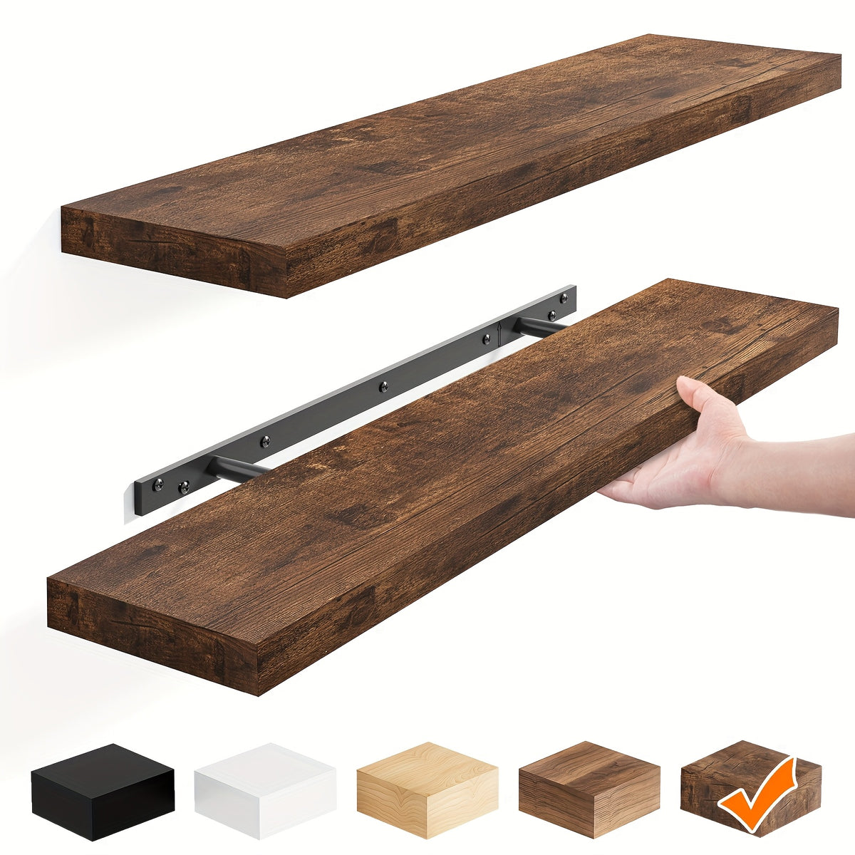 TOMNK 246pcs Set Floating Shelves 157inch197inch22inch Wooden WallMounted Shelves Suitable for Home Decor in Living Rooms and Kitchens Strong LoadBearing Capacity Can Be Installed in Bathrooms Bedrooms Living Rooms or Kitchens