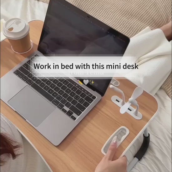 Multifunctional Leg Rest Table With Cup Holder And Drawer USB Fan Light  Portable Foldable Tray For Laptop Breakfast In Bed Reading And Writing On SofaCouch Laptop Desk On Bed School Supplies