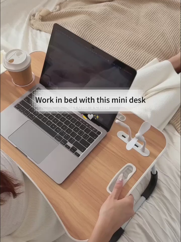 Multifunctional Leg Rest Table With Cup Holder And Drawer USB Fan Light  Portable Foldable Tray For Laptop Breakfast In Bed Reading And Writing On SofaCouch Laptop Desk On Bed School Supplies