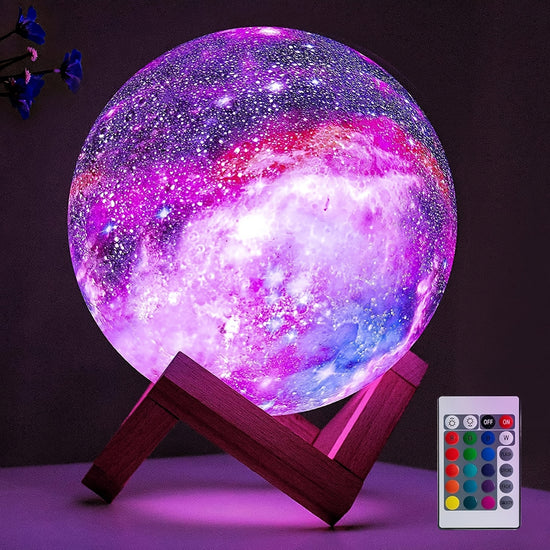 Moon Lamp Night Light Galaxy Lamp 16 Colors 3D Star Moon Lamp with Wooden Stand Remote Control USB Plugin Perfect Birthday Gift for Lovers Men And Women 59 Inches
