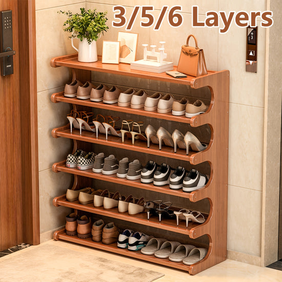 1pc Bamboo Shoe Rack Christmas Gift Bamboo Shoe Rack  Wood Grain Decoration Shoe Storage Organizers for 61524 Pairs Easy to Assemble Space Saving  356 Layers Shoe Rack Shelf for Front Door Entrance Entryway Living Room Bedroom Garage