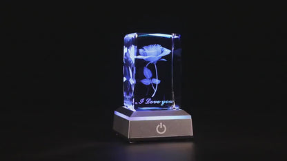 1pc 3D Rose Crystal with LED Lights MotherS Day Gift Birthday Gift for Girlfriend Wife Mother Friendship And Love to Commemorate The Unique Anniversary Rose Christmas Halloween Family Bedroom Party Decorations