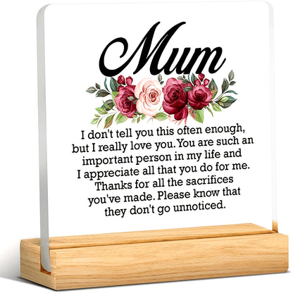 1pc Gifts For Mother From Daughter Son Thank You Appreciation Gifts For Mother Mother Gifts For Birthday Mothers Day Mother Acrylic Desk Plaque Sign Keepsake